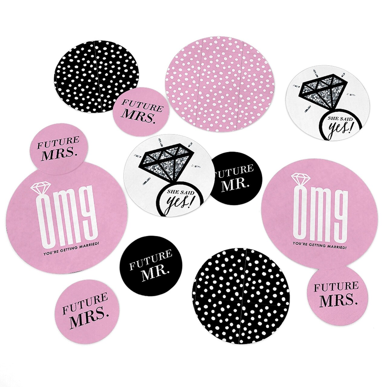 Big Dot of Happiness Omg, You're Getting Married - Engagement Party Giant Circle Confetti - Bridal Shower Party Decorations - Large Confetti 27 Count